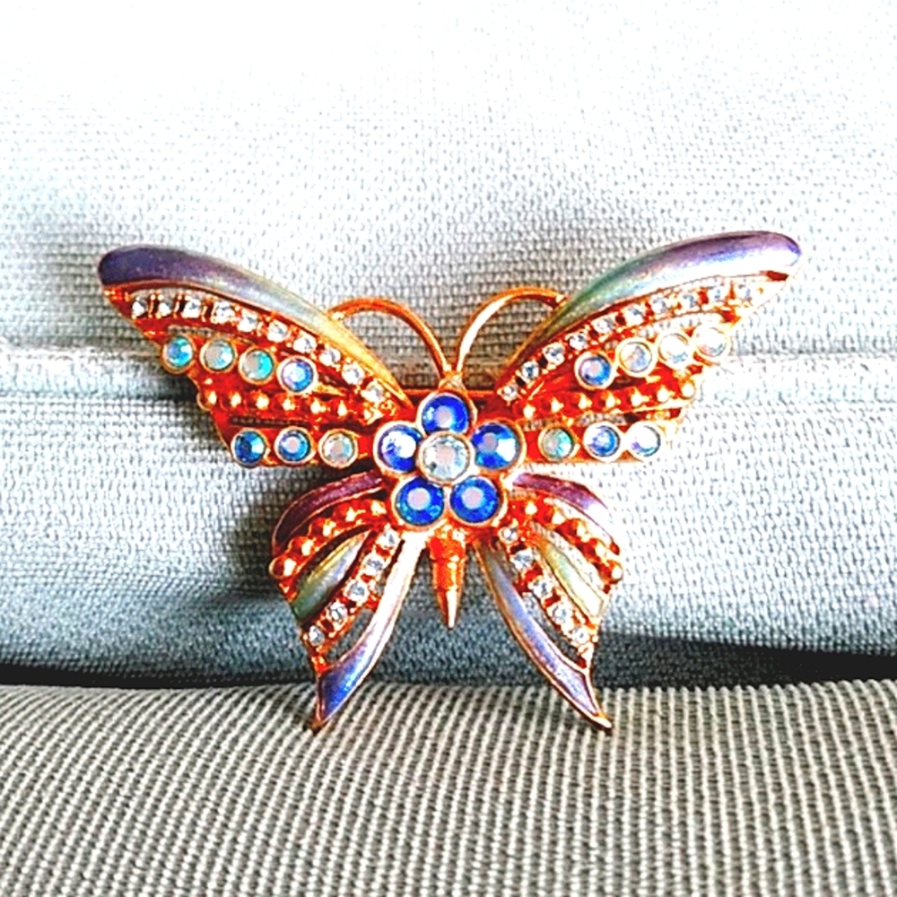 KIRKS FOLLY BLUE BUTTERFLY PIN - Picture 2 of 6